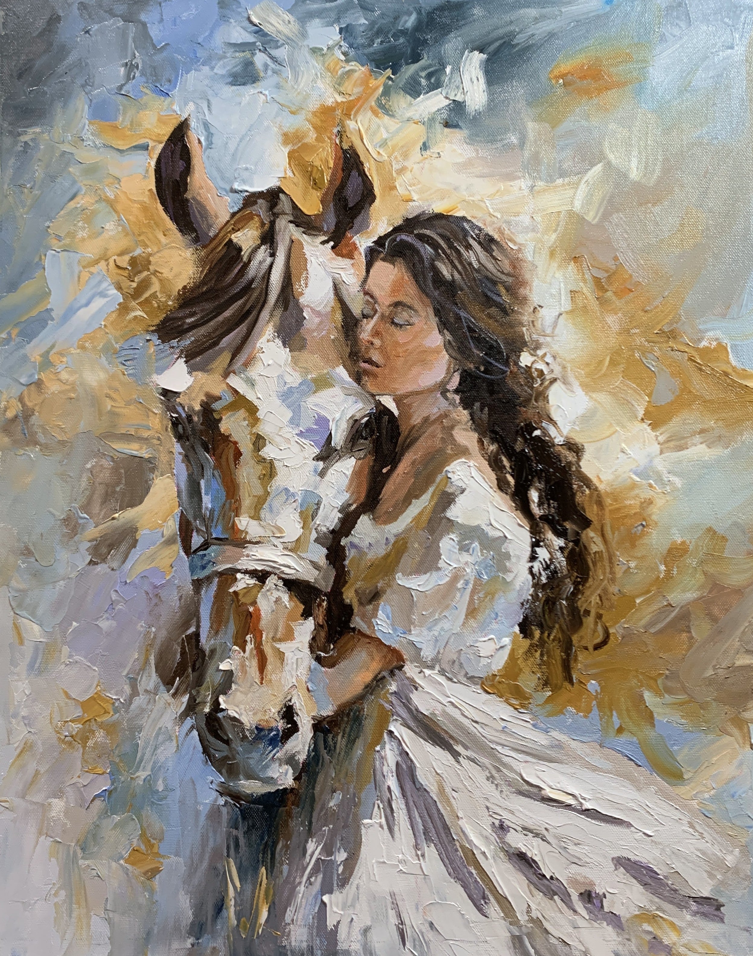 Woman with Horse Portrait.