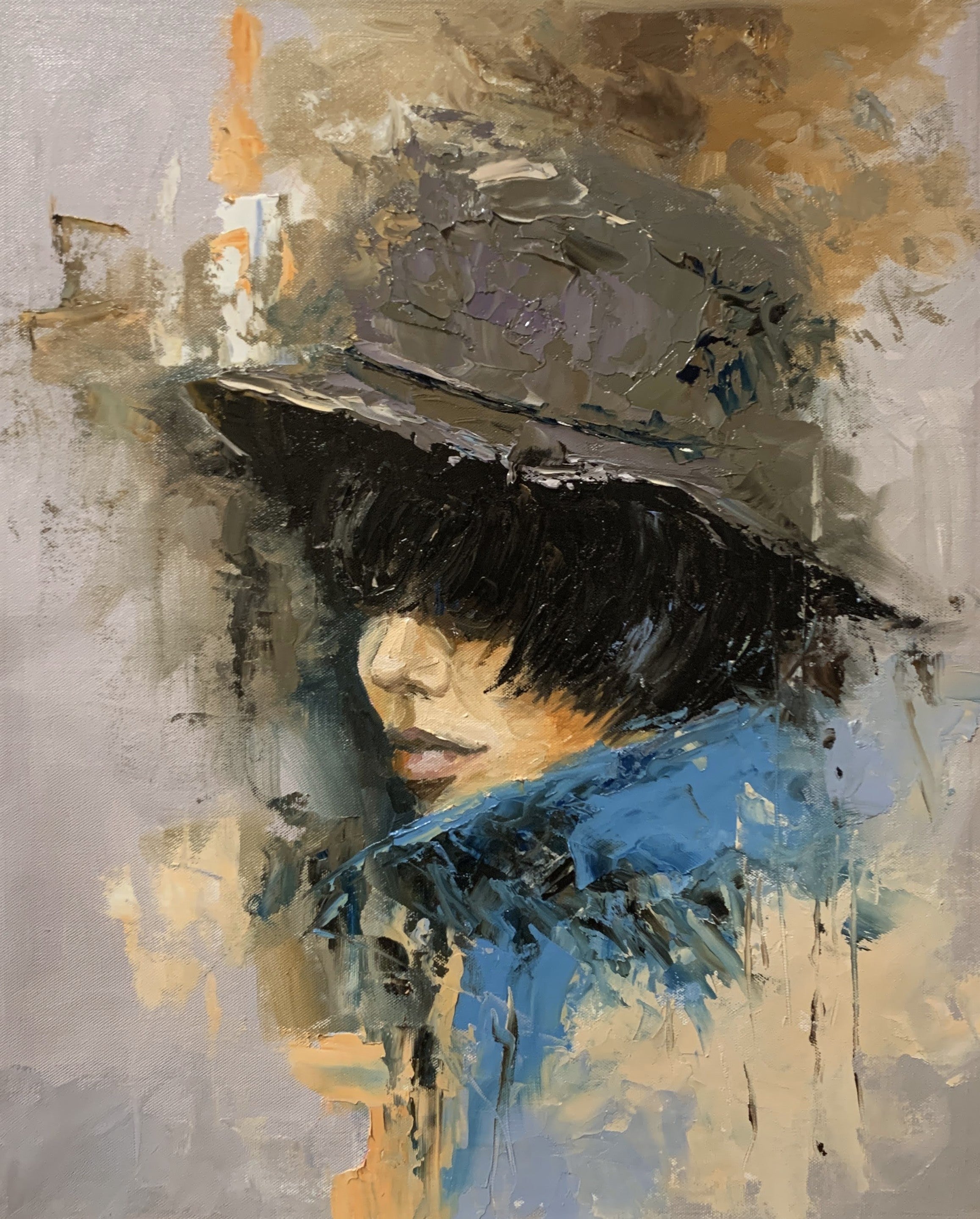Woman in Hat, Portrait.