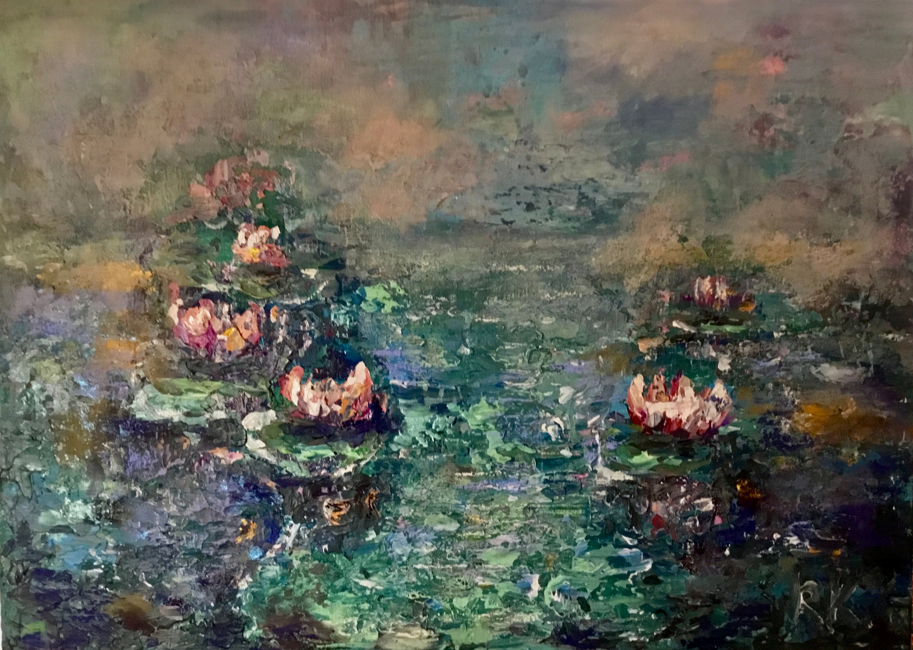 Where Time Rests – Original Textured Water Lily Painting