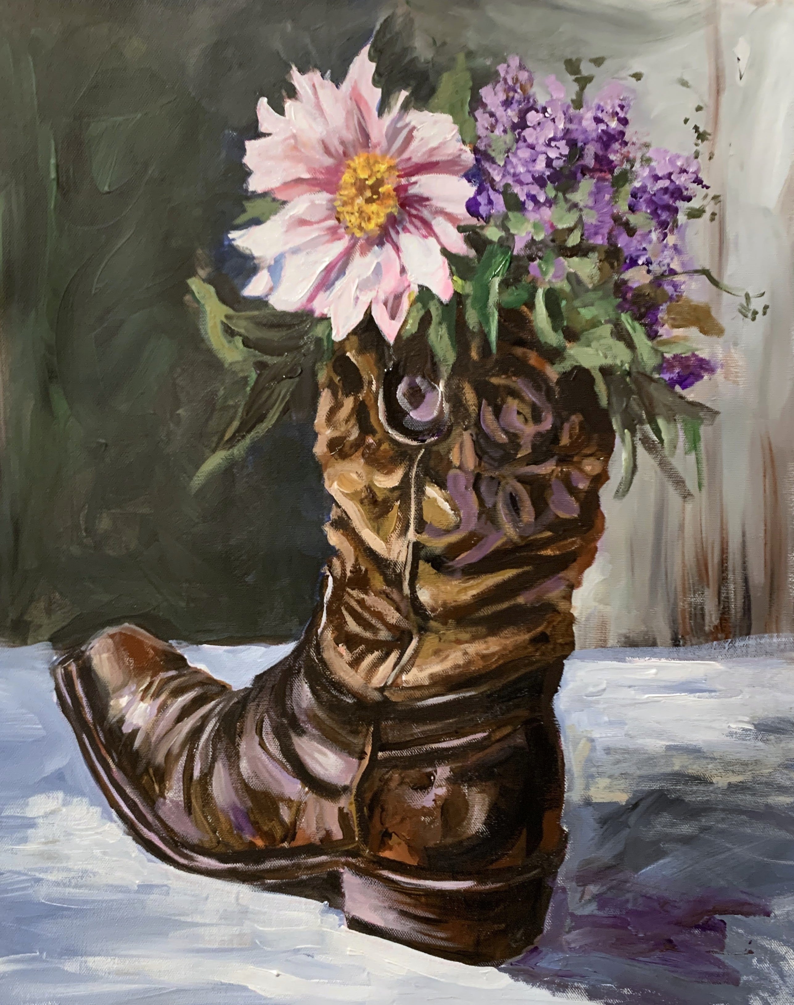 Cowboy Boot with Wildflowers