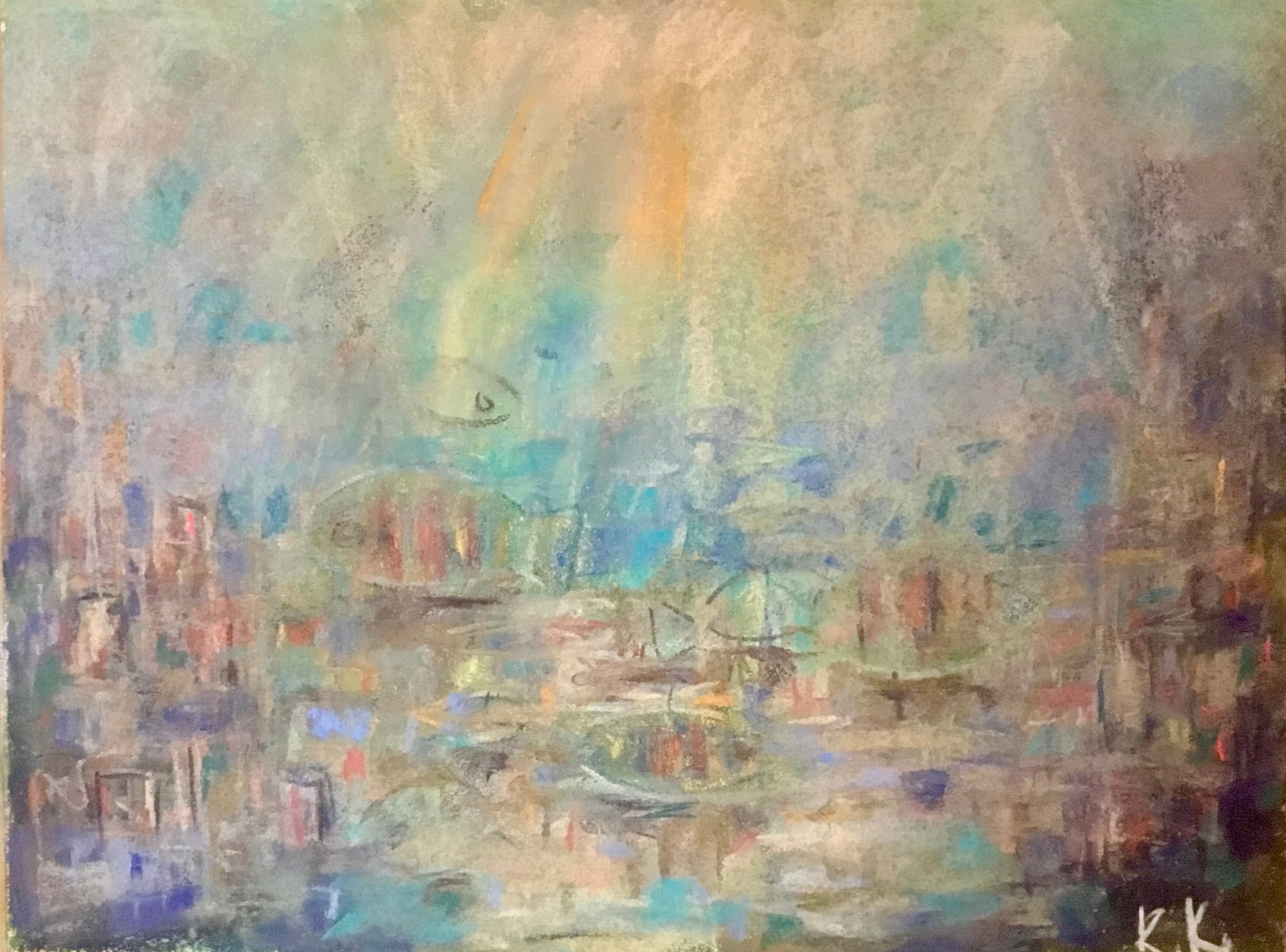 Atmosphere No. 2 – The Hidden City Original Abstract Cityscape Painting | 45 × 60 cm