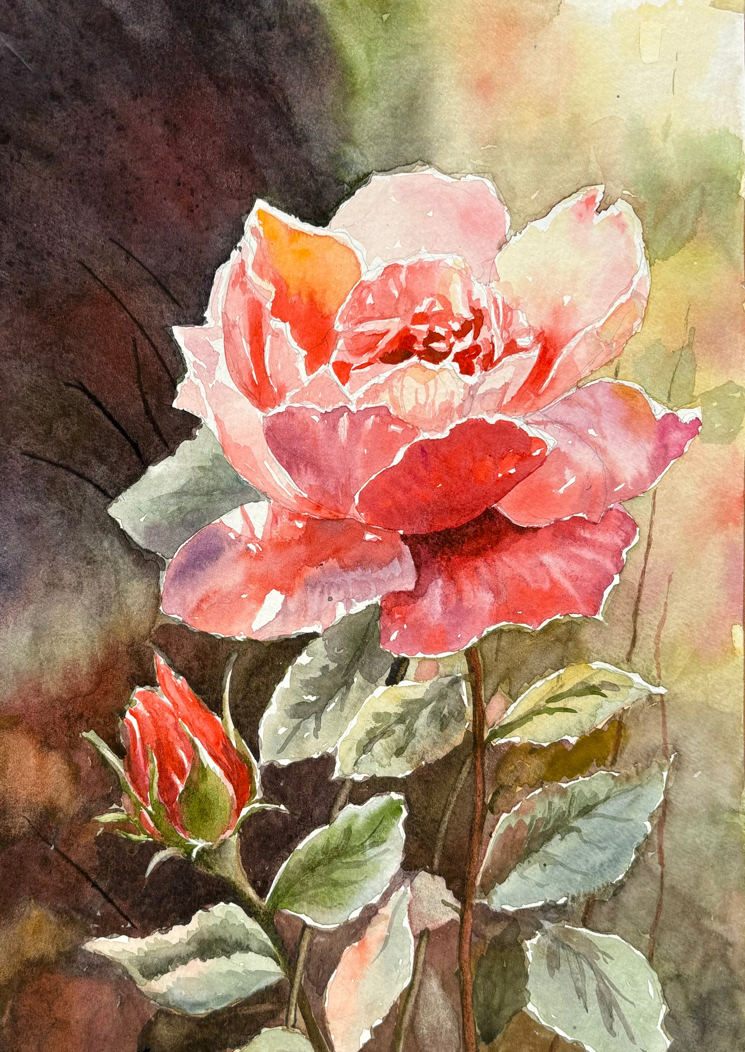 PEACH ROSE AND BUD