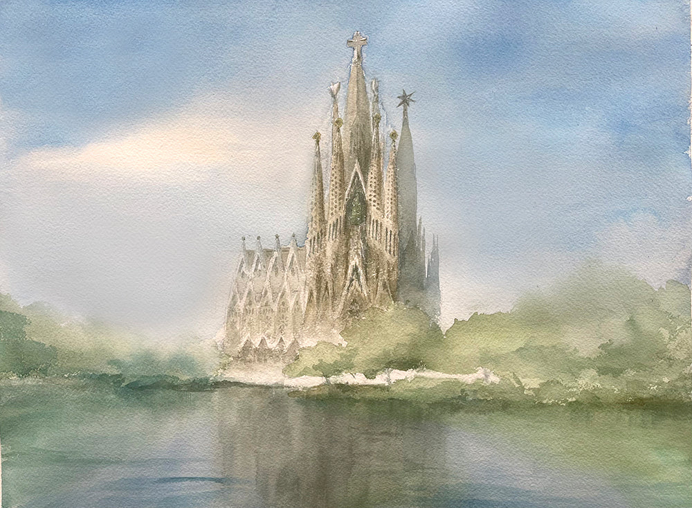 Reflection of Sagrada Família (Watercolour - Original)