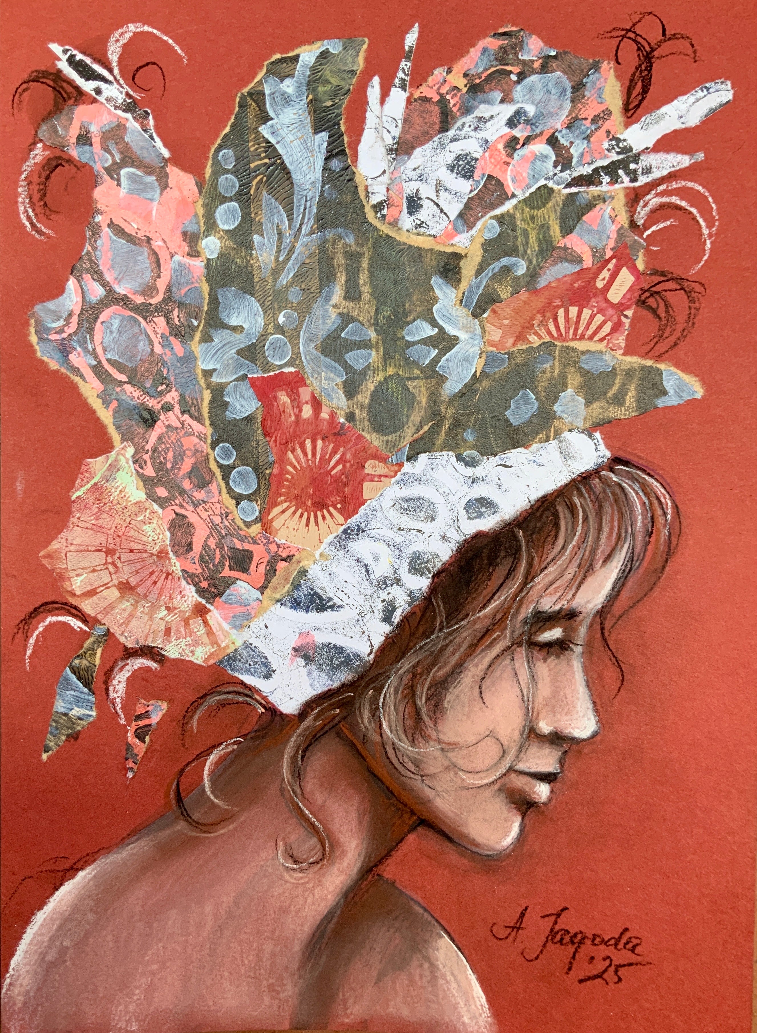 "Silent Myth" – Mixed Media Portrait Drawing on Toned Paper