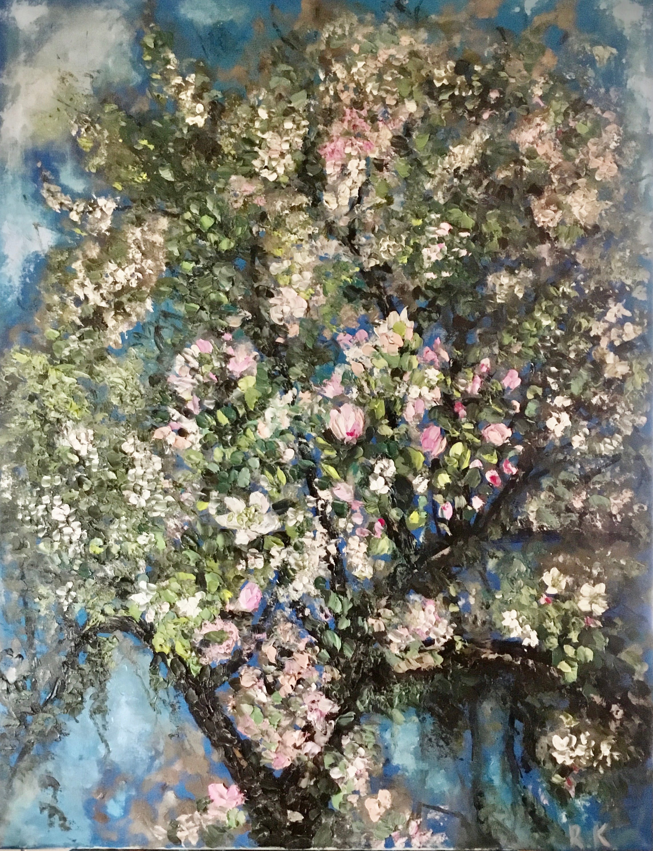 Apple blossom oil painting