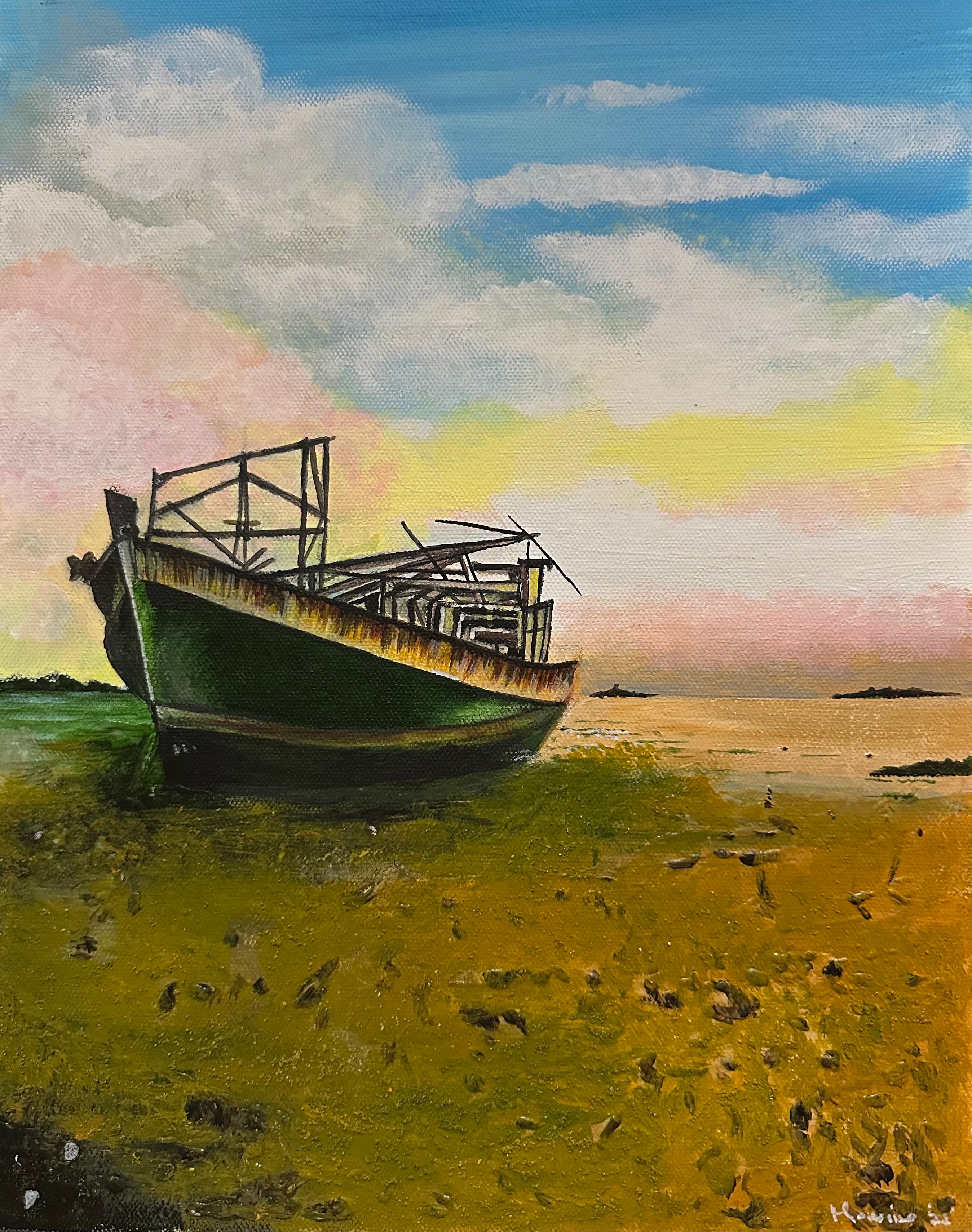 Old green boat
