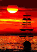 Sunset with Sailship