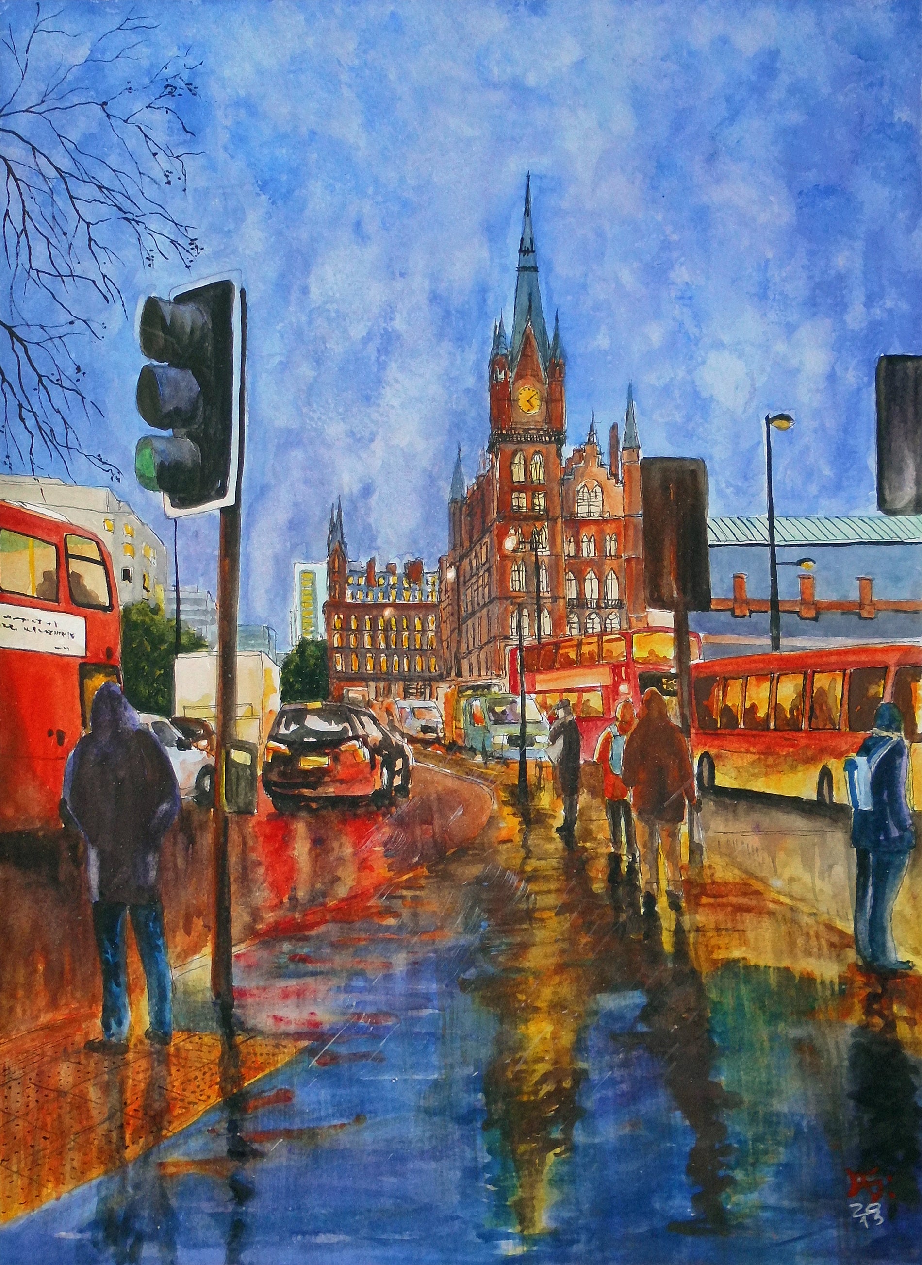 King’s Cross – St Pancras after raining, London