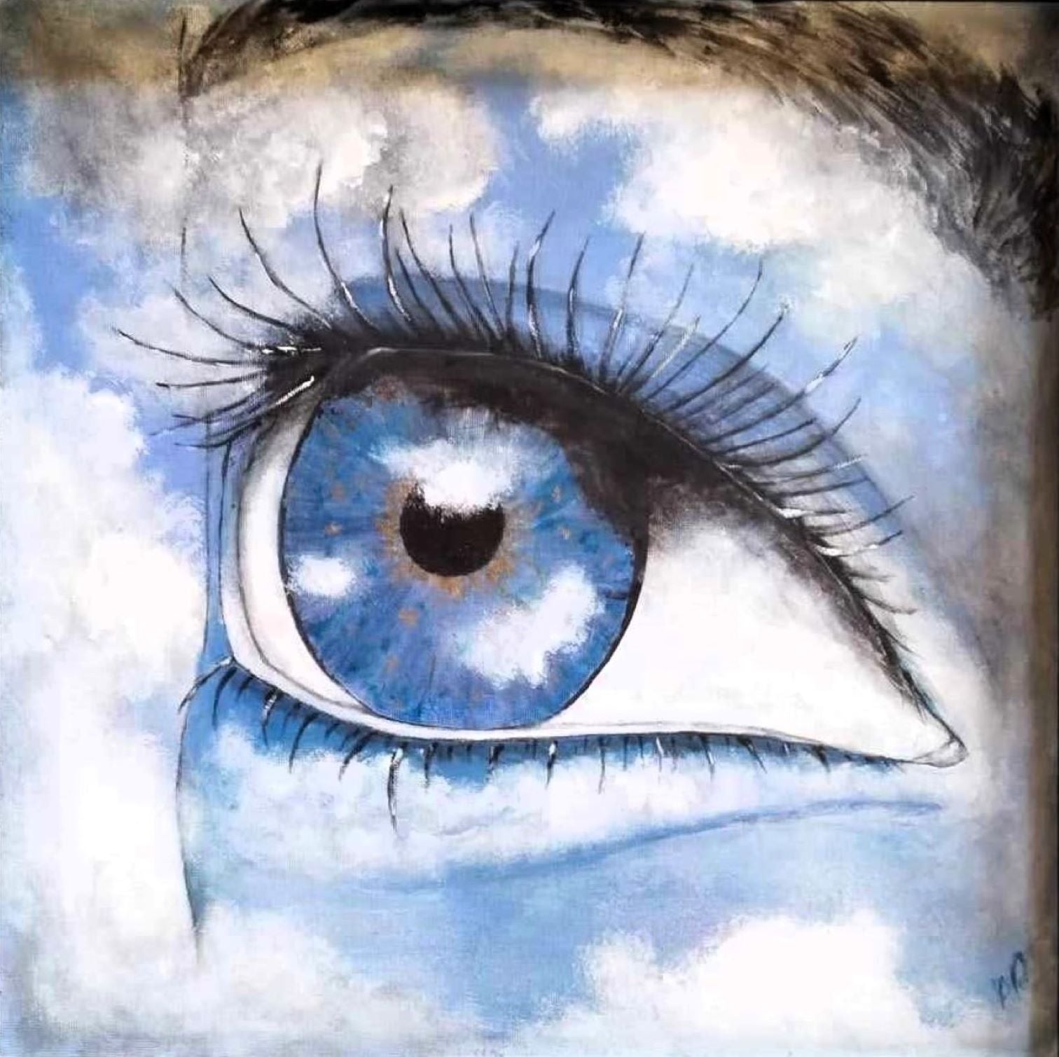 Head in the clouds acrylic painting