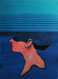 Lady in green pearl hat abstract portrait 585