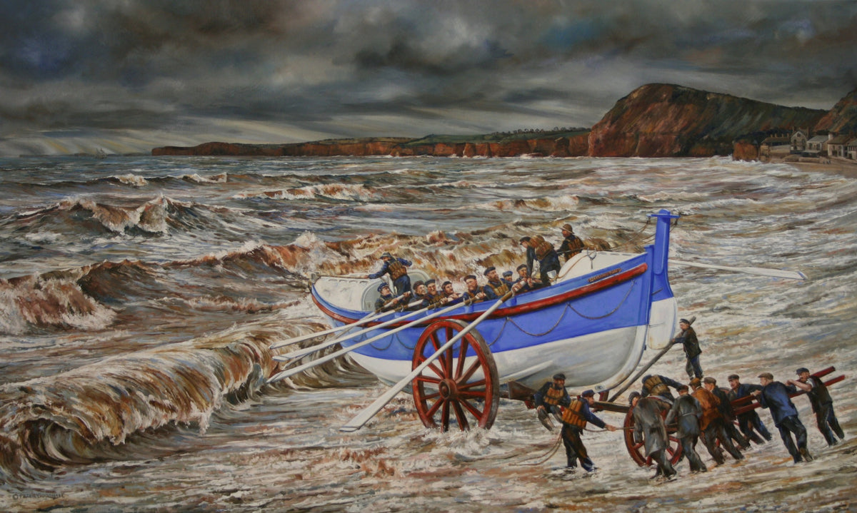 SIDMOUTH LIFEBOAT BEING LAUNCHED, DECEMBER 31st 1872