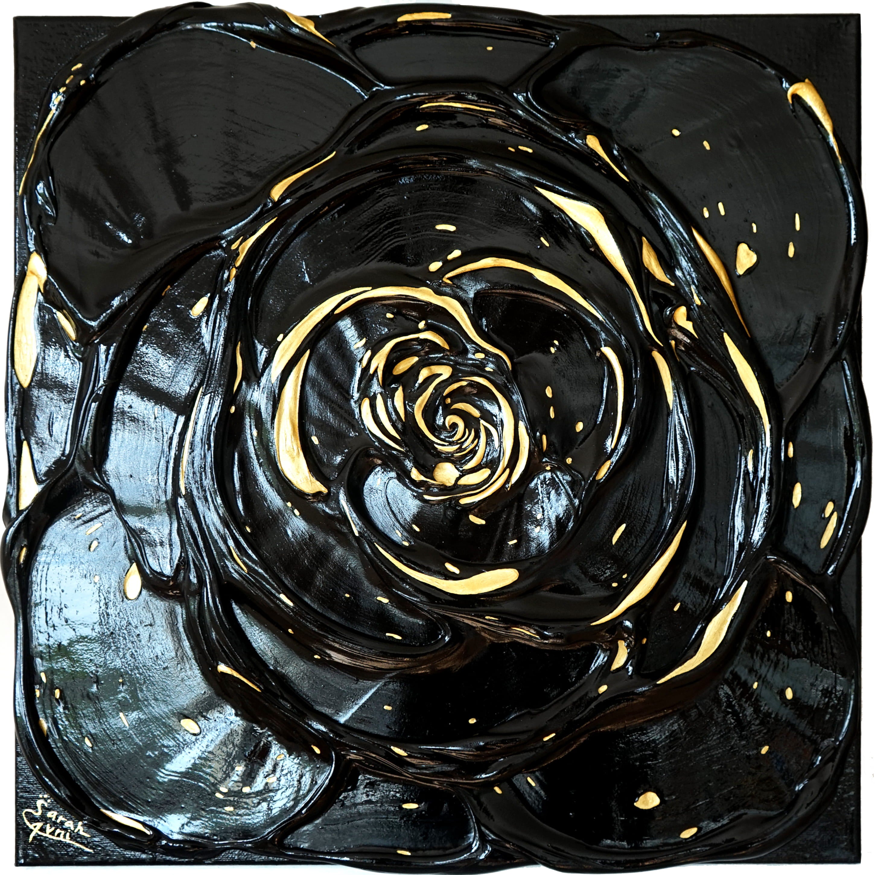 Little Black Rose with a Touch of Gold I.