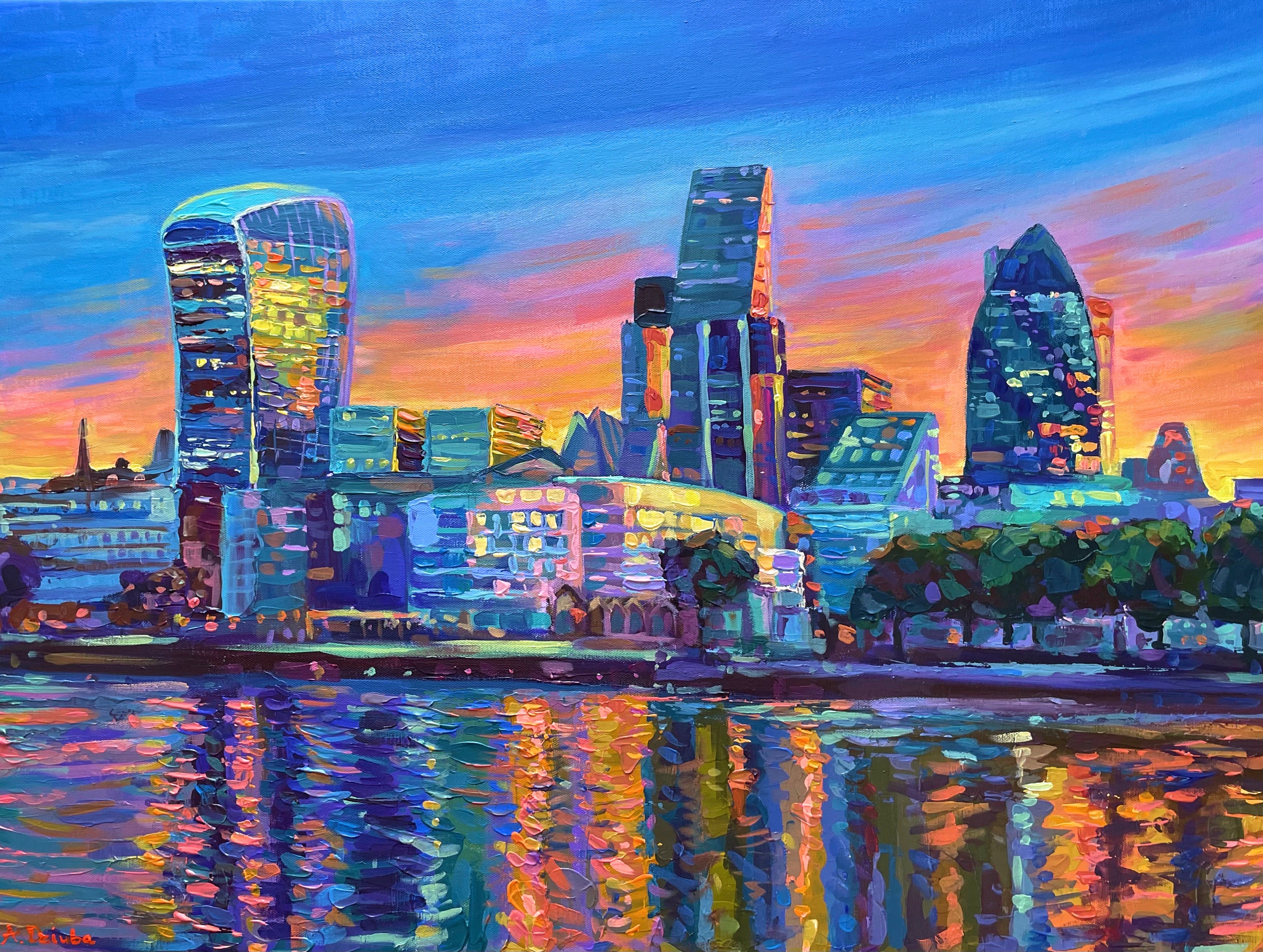 London City Skyline at Sunset