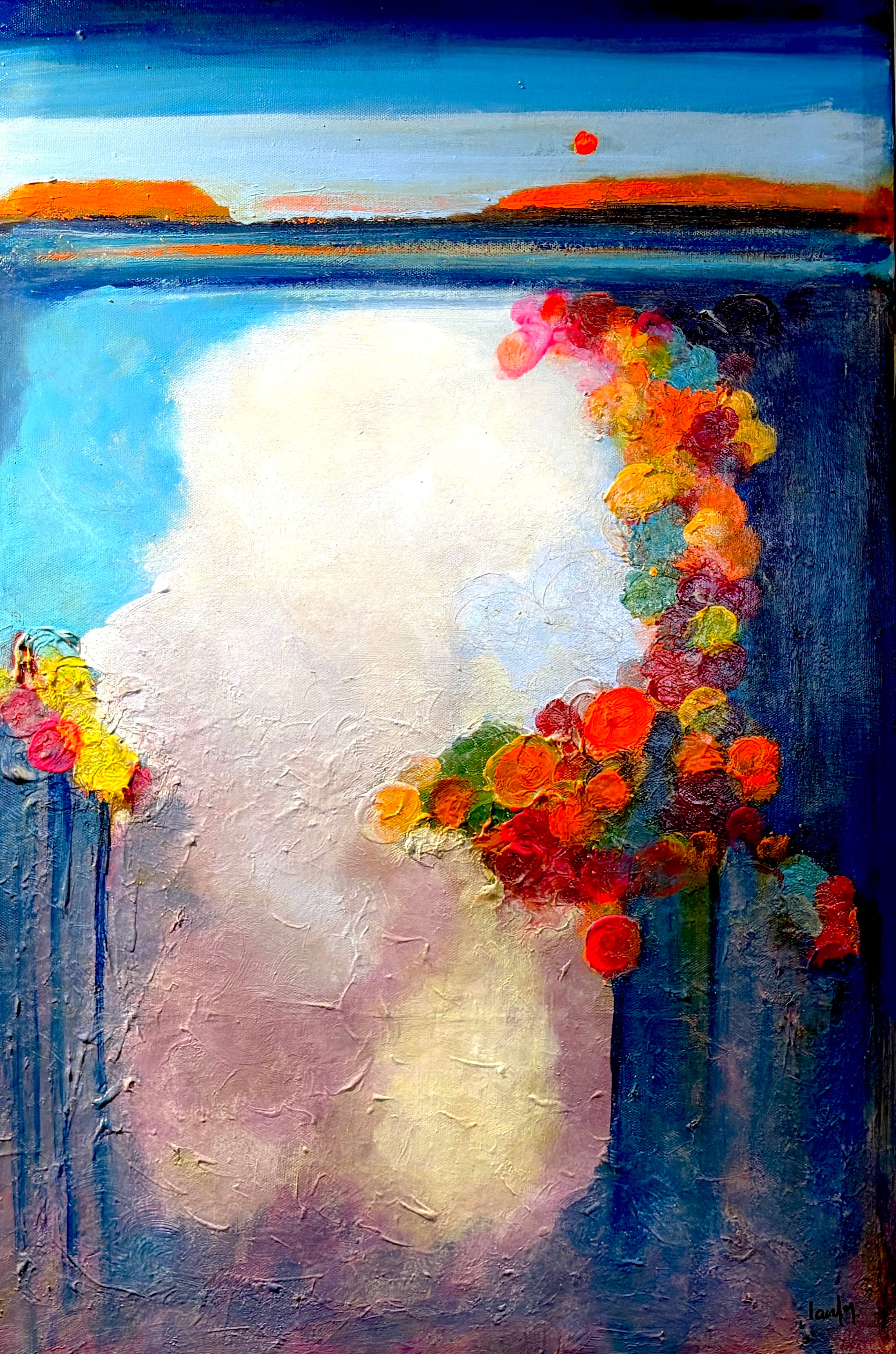 Marina Bay, Bristol Channel, Abstract colourful Seascape Original Painting