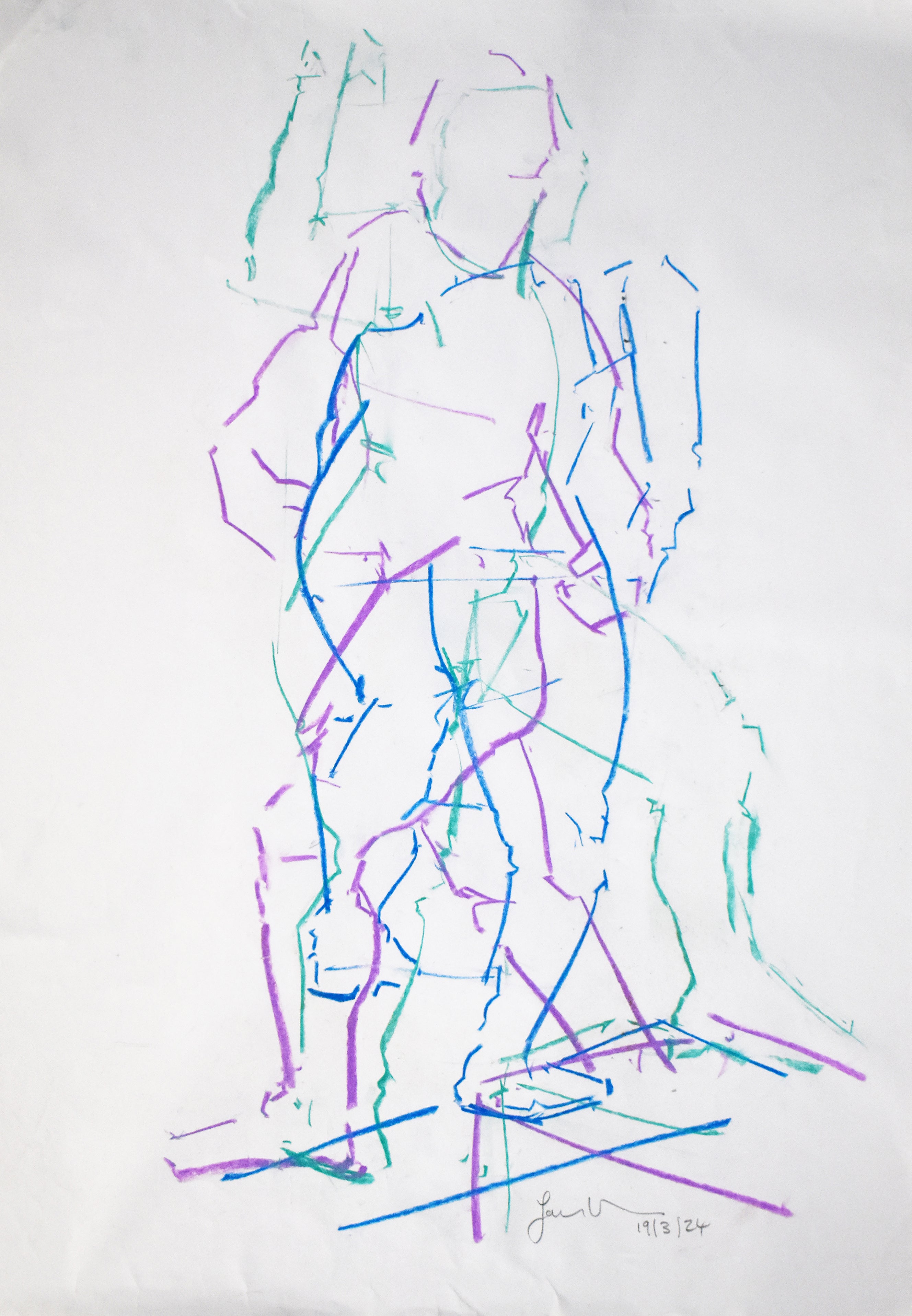 Study of a male Nude - Life Drawing No 635
