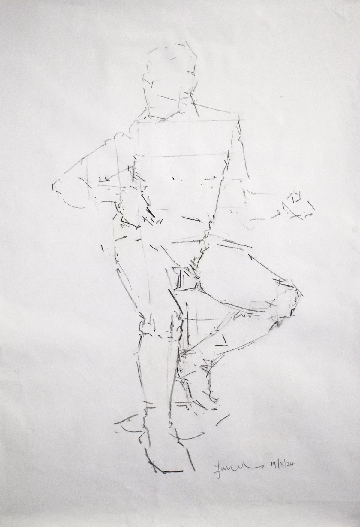 Study of a male Nude - Life Drawing No 636