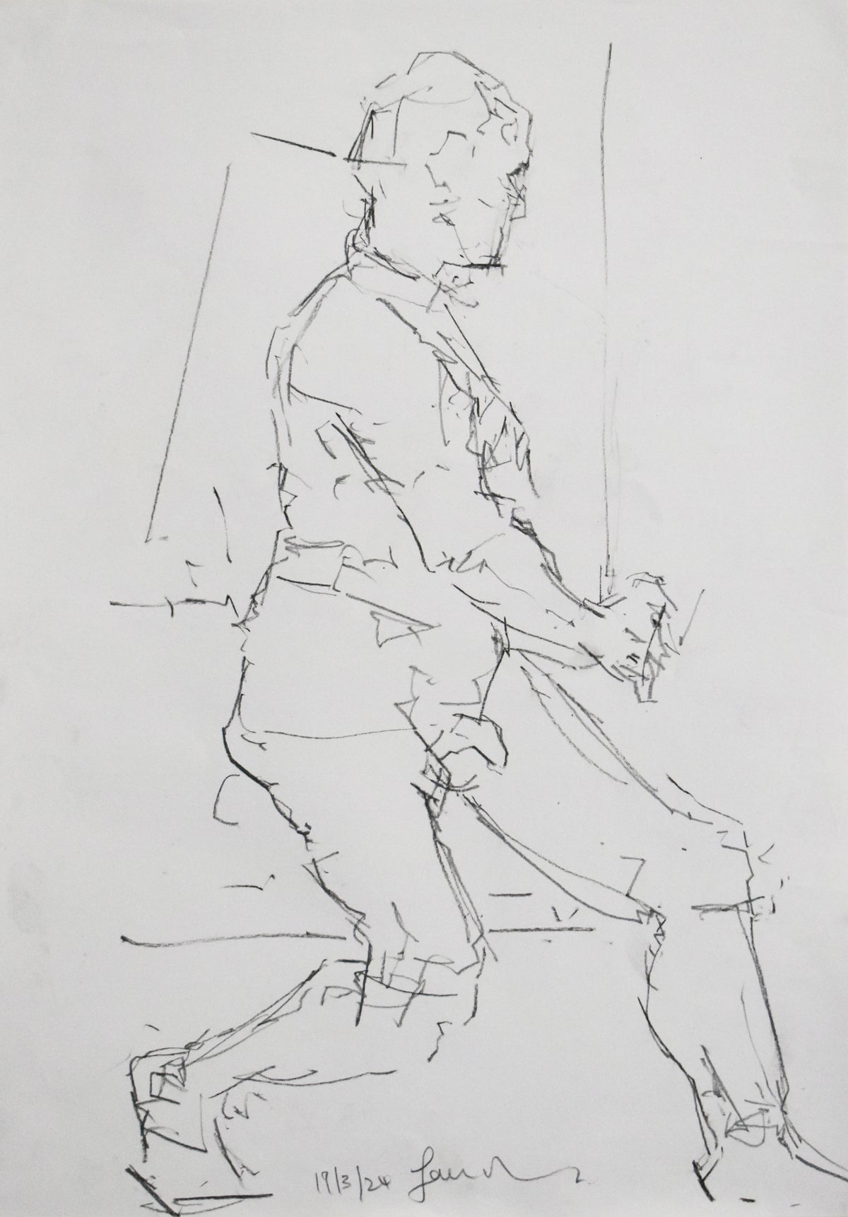 Study of a male Nude - Life Drawing No 637