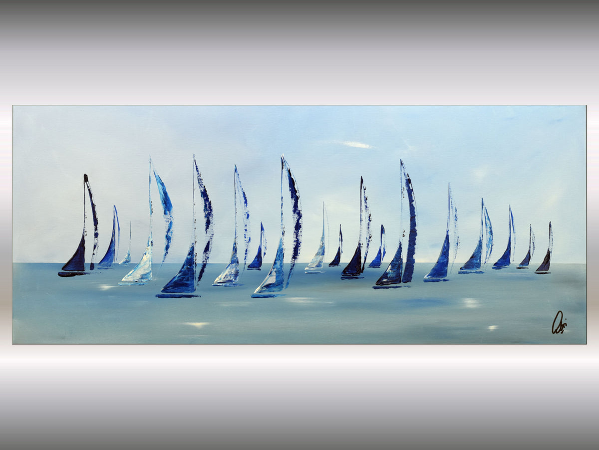 Around the World 2- acrylic abstract sailboat painting