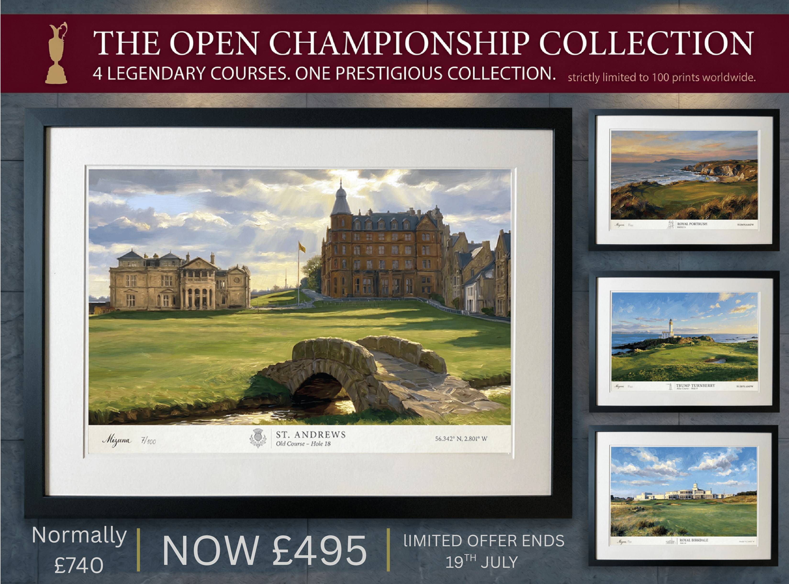 Open Championship Collection - 4 Ltd Edition Framed Giclée Prints (SALE 33% OFF)
