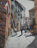 The road to the old town of Sarnano, Italy