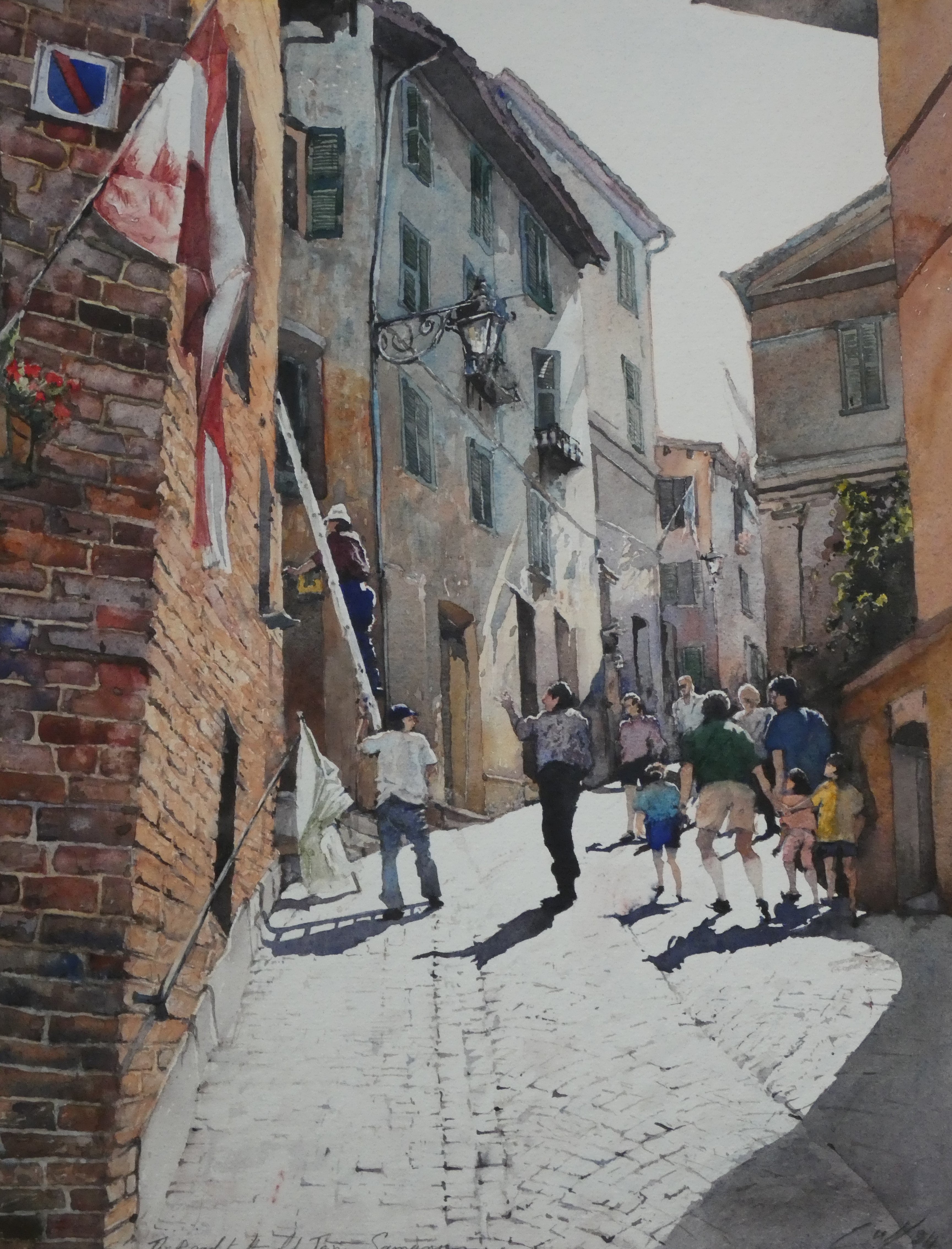 The road to the old town of Sarnano, Italy