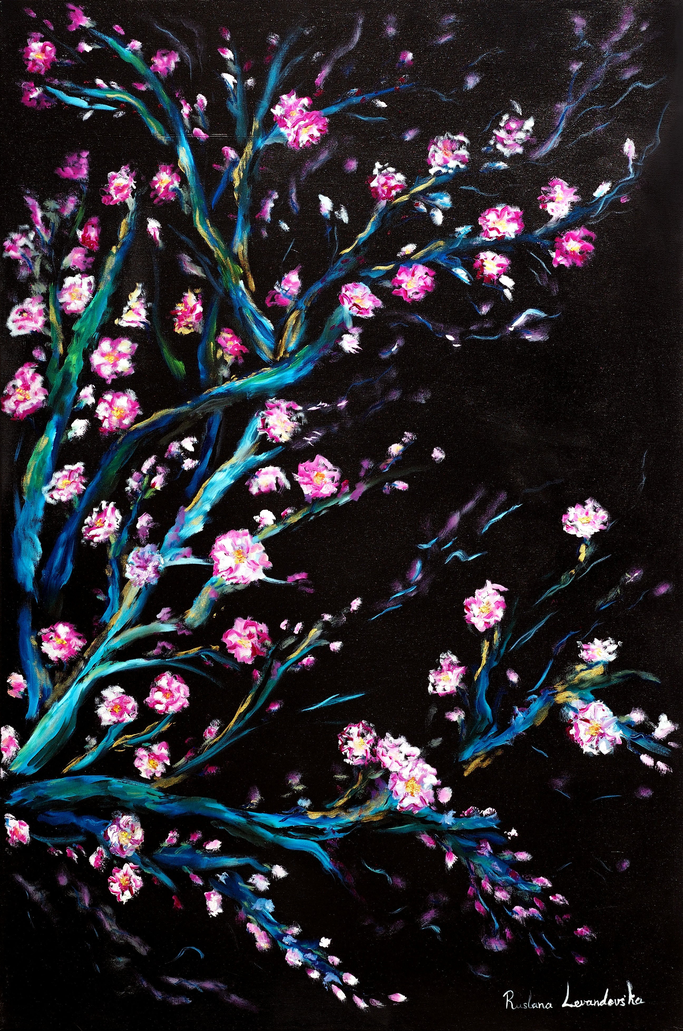 Cherry Blossoms in black