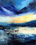 Sailboats at Evening Lake