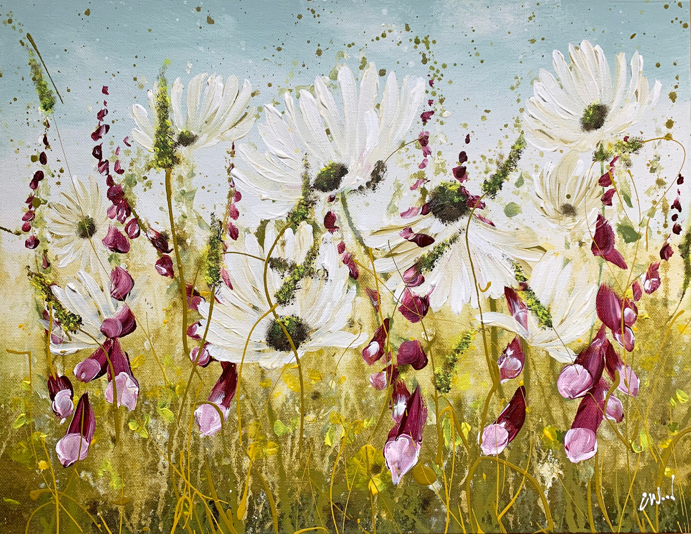 Peaceful Flowers Daisies and Foxgloves