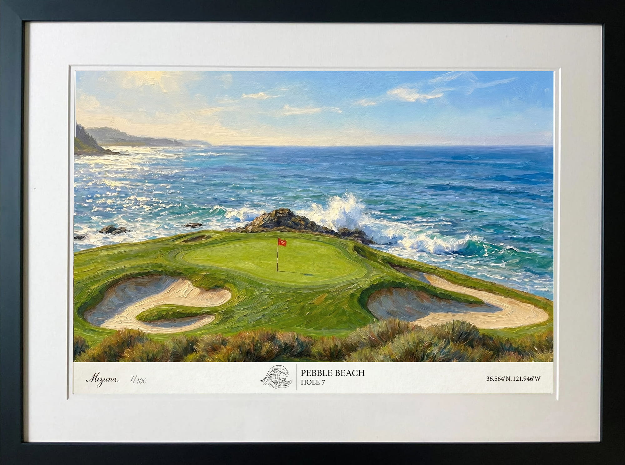 Pebble Beach – Hole 7 – Limited Edition Giclée Framed Print