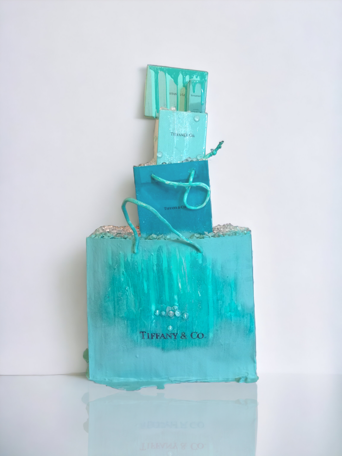 Tiffany & Co. Themed Stacked Gift Bags Sculpture