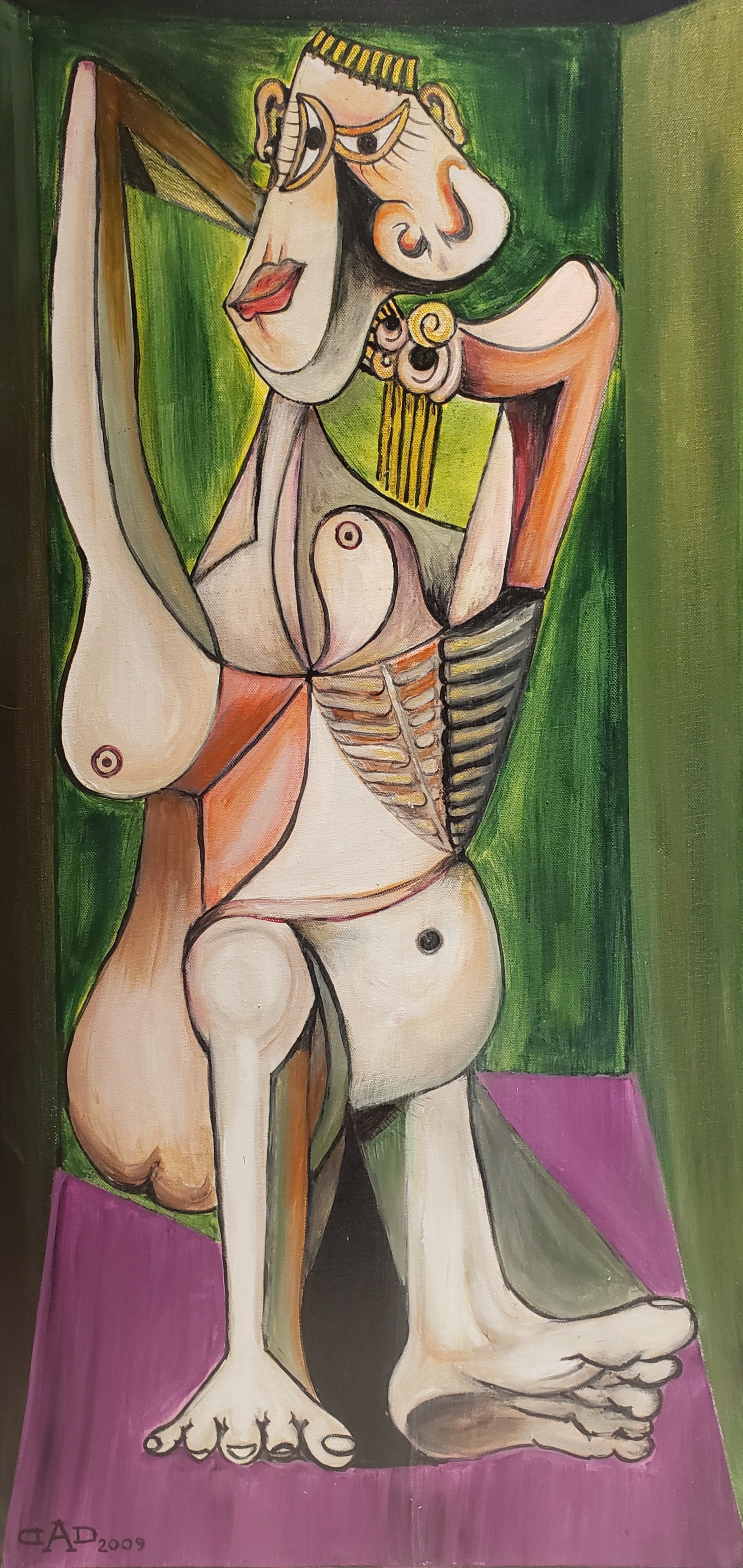 The  Woman stand up, inspred from Picasso, Acrylic on canvas, 18x36 inch