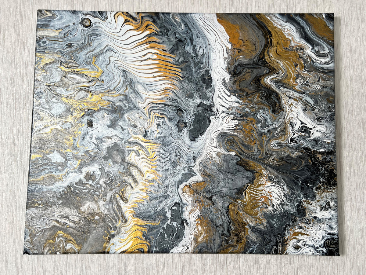Abstract Golden, Silver and White Waves