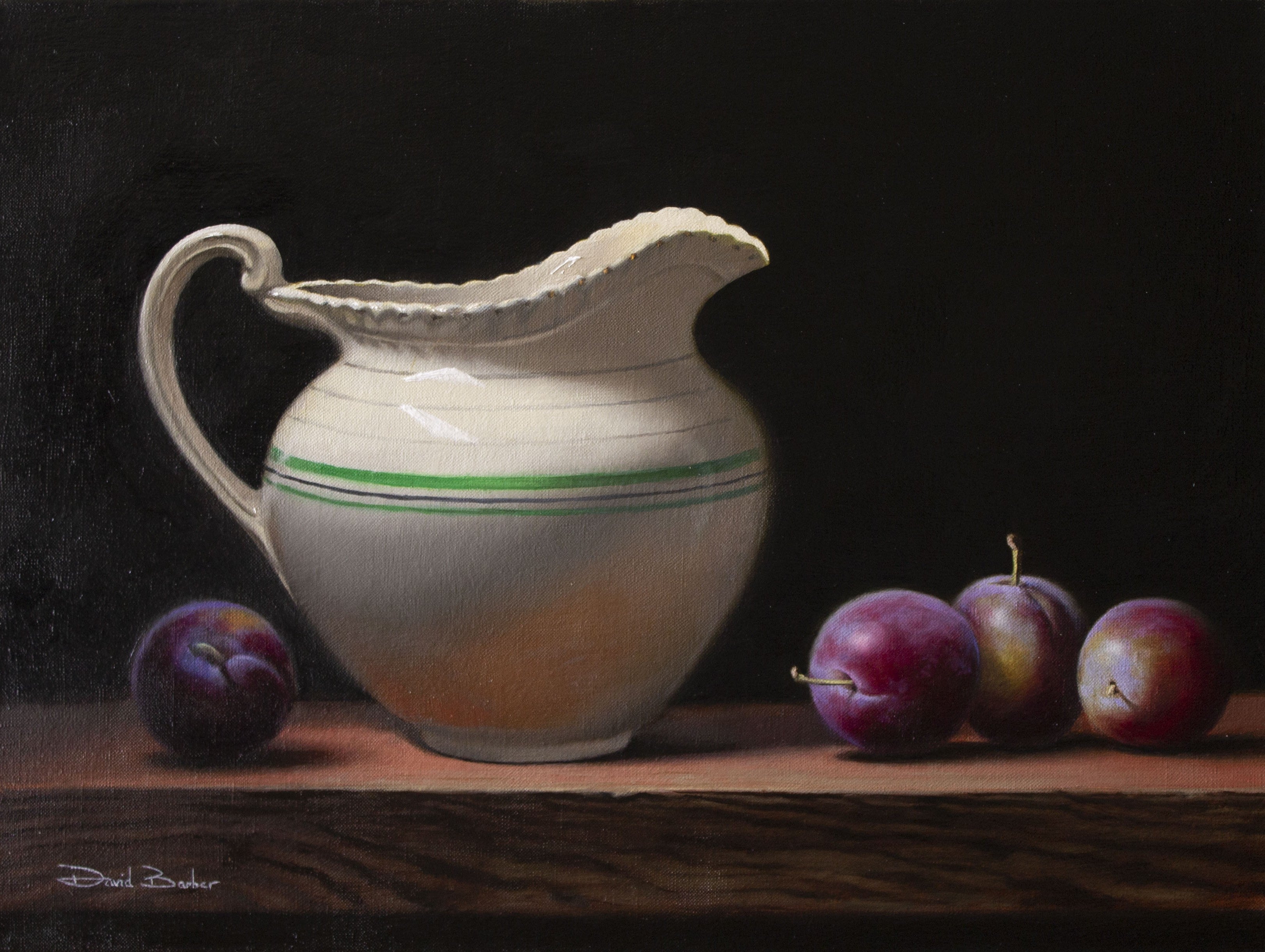Milk jug with Autumn plums - Still Life