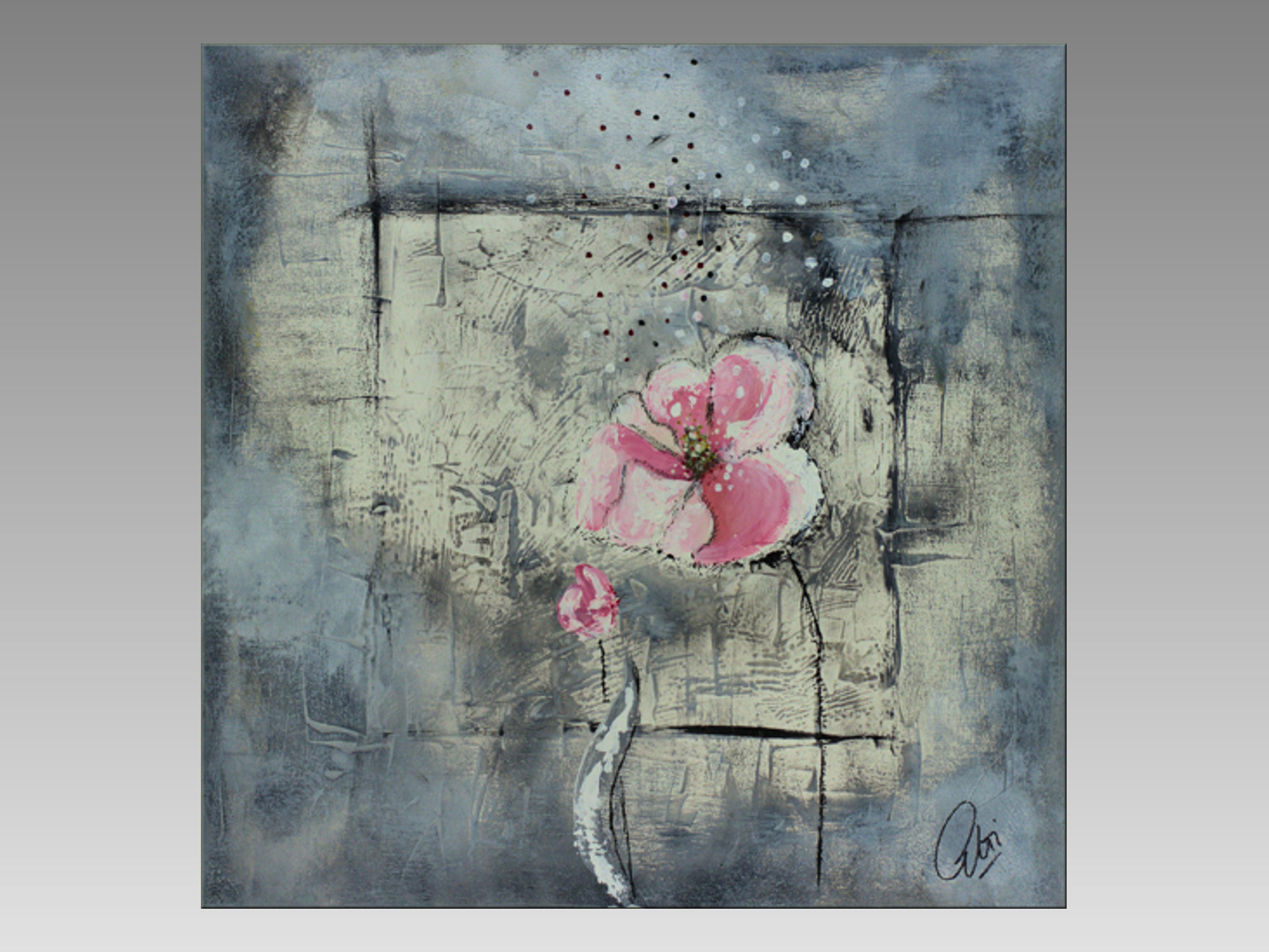 Cosmea - Abstract acrylic painting, high textured canvas art, wall art ready to hang