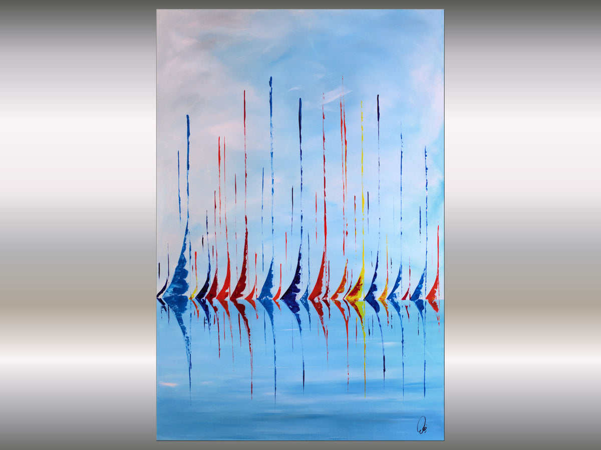 Regatta - Abstract- Sailboat Painting- Acrylic Canvas Wall Art