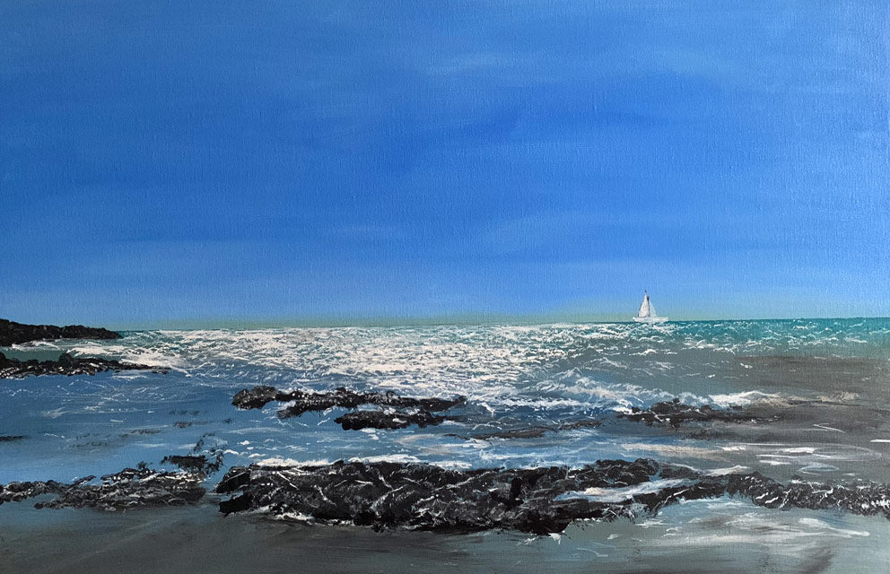 Sun Glistening on the Sea Acrylic Painting