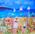 A Mother's Love by the Sea among Flowers
