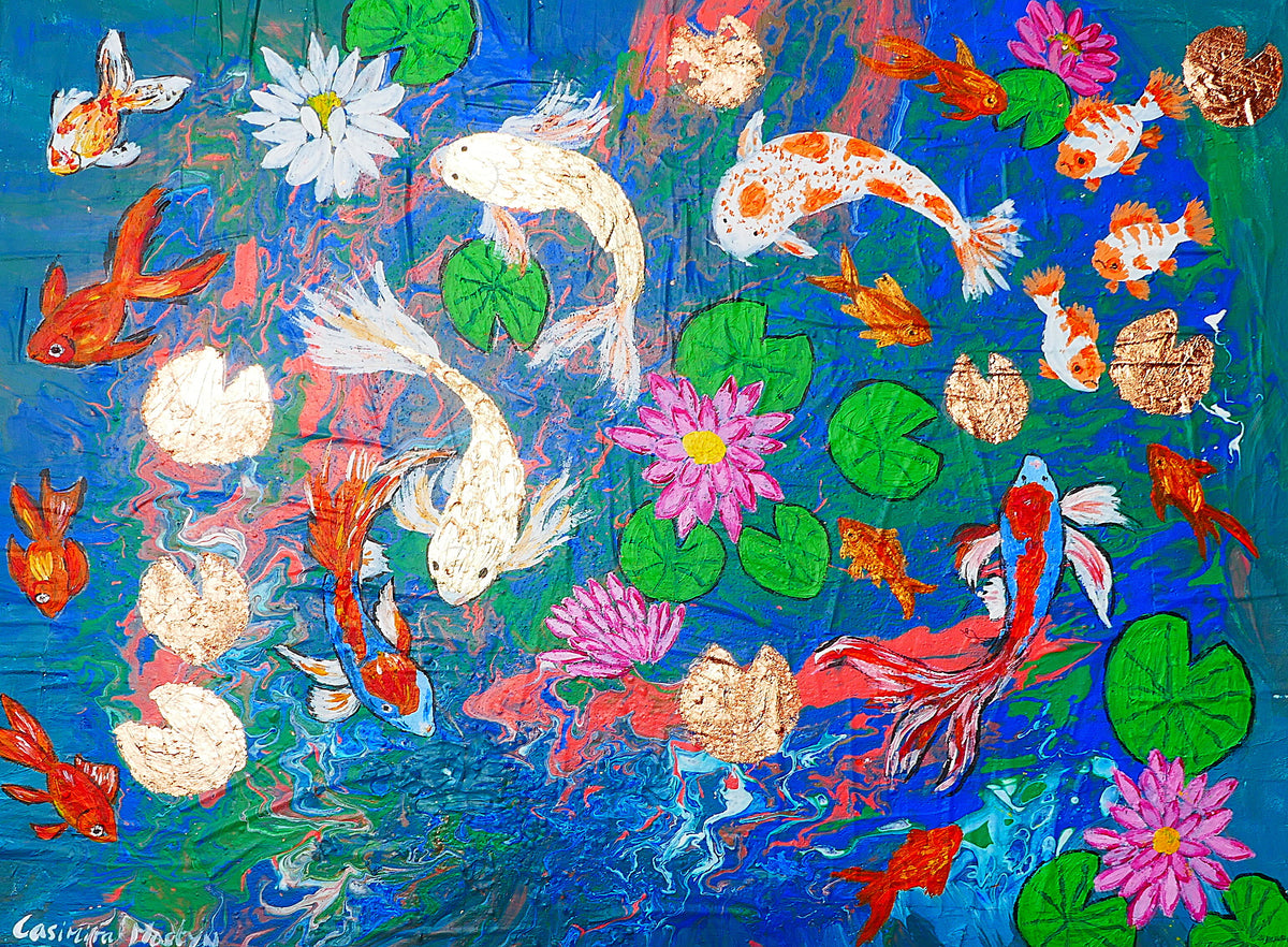 Beautiful Koi Fish and Waterlilies