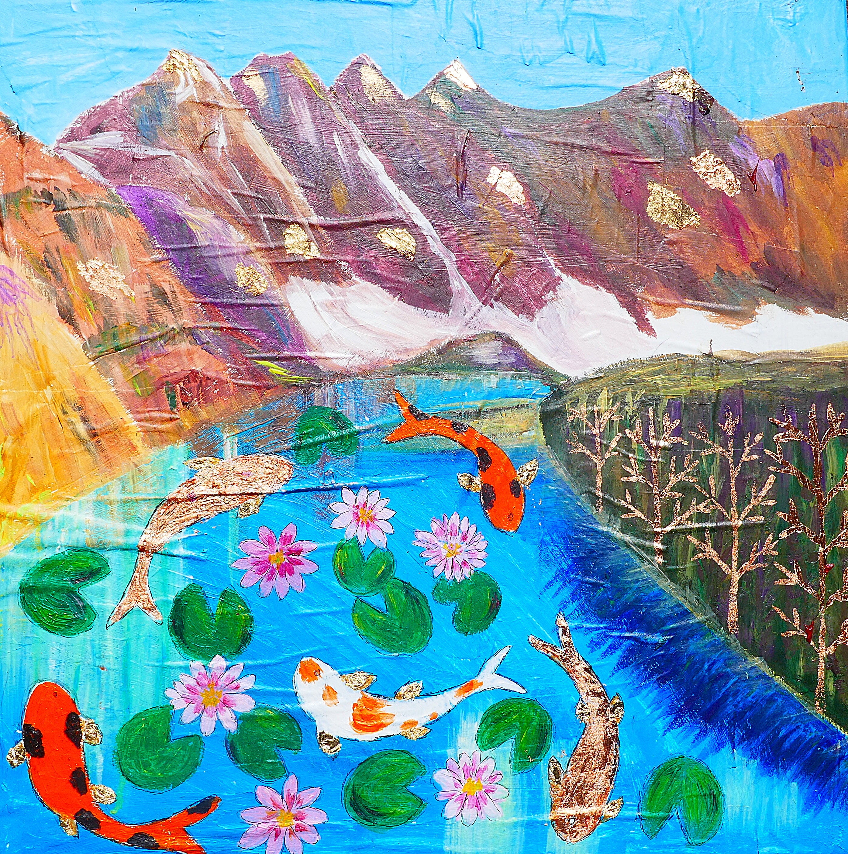 Koi Fish among Mystical Mountains