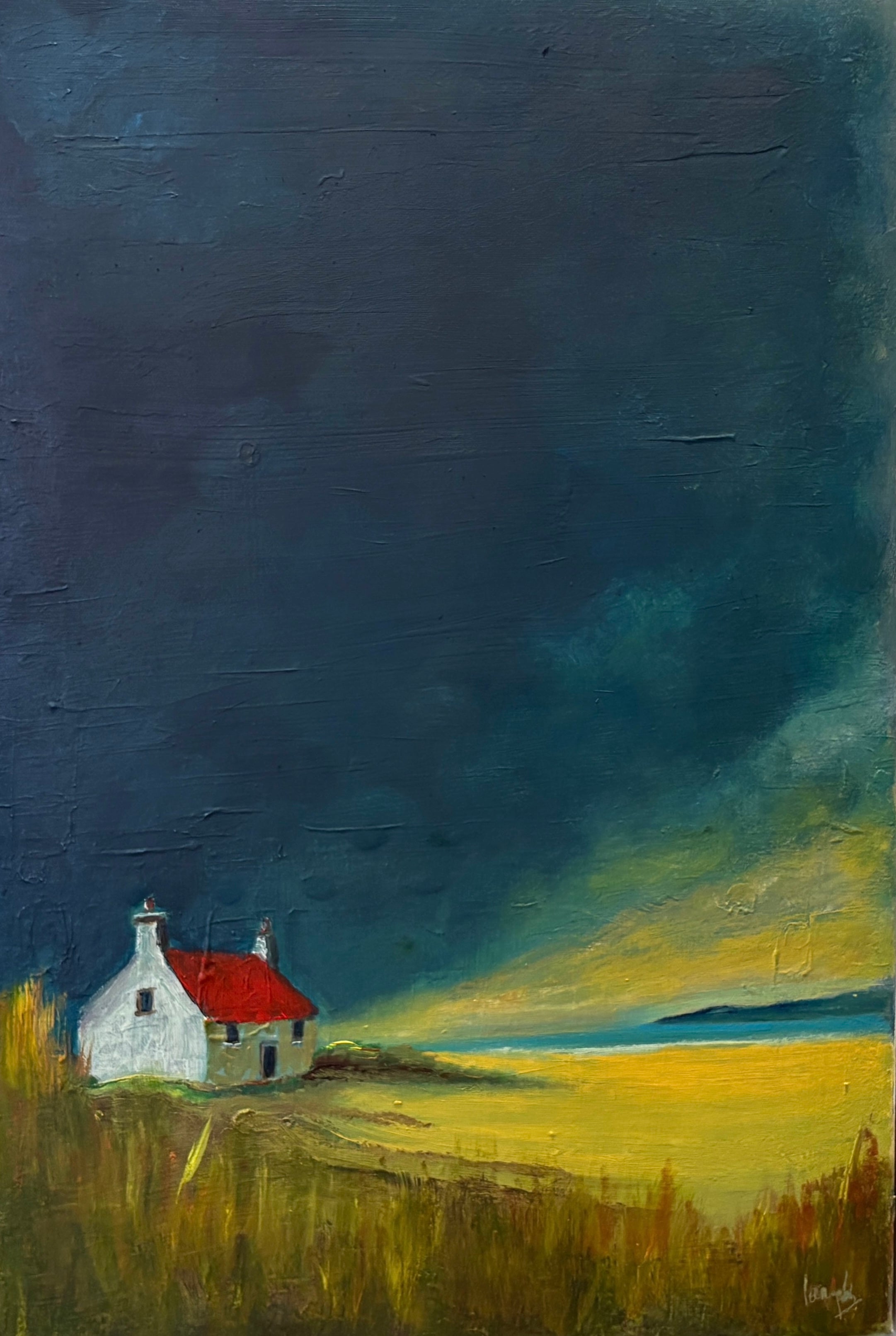 The Scottish Cottage, An Atmospheric Highlands Mountain Landscape Original Painting