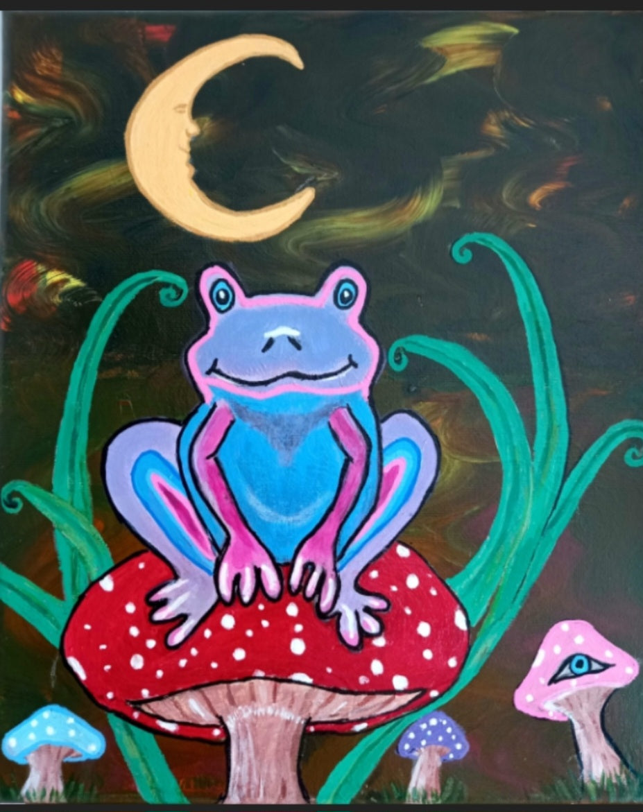 Fantasy Frog Sitting on a Toadstool