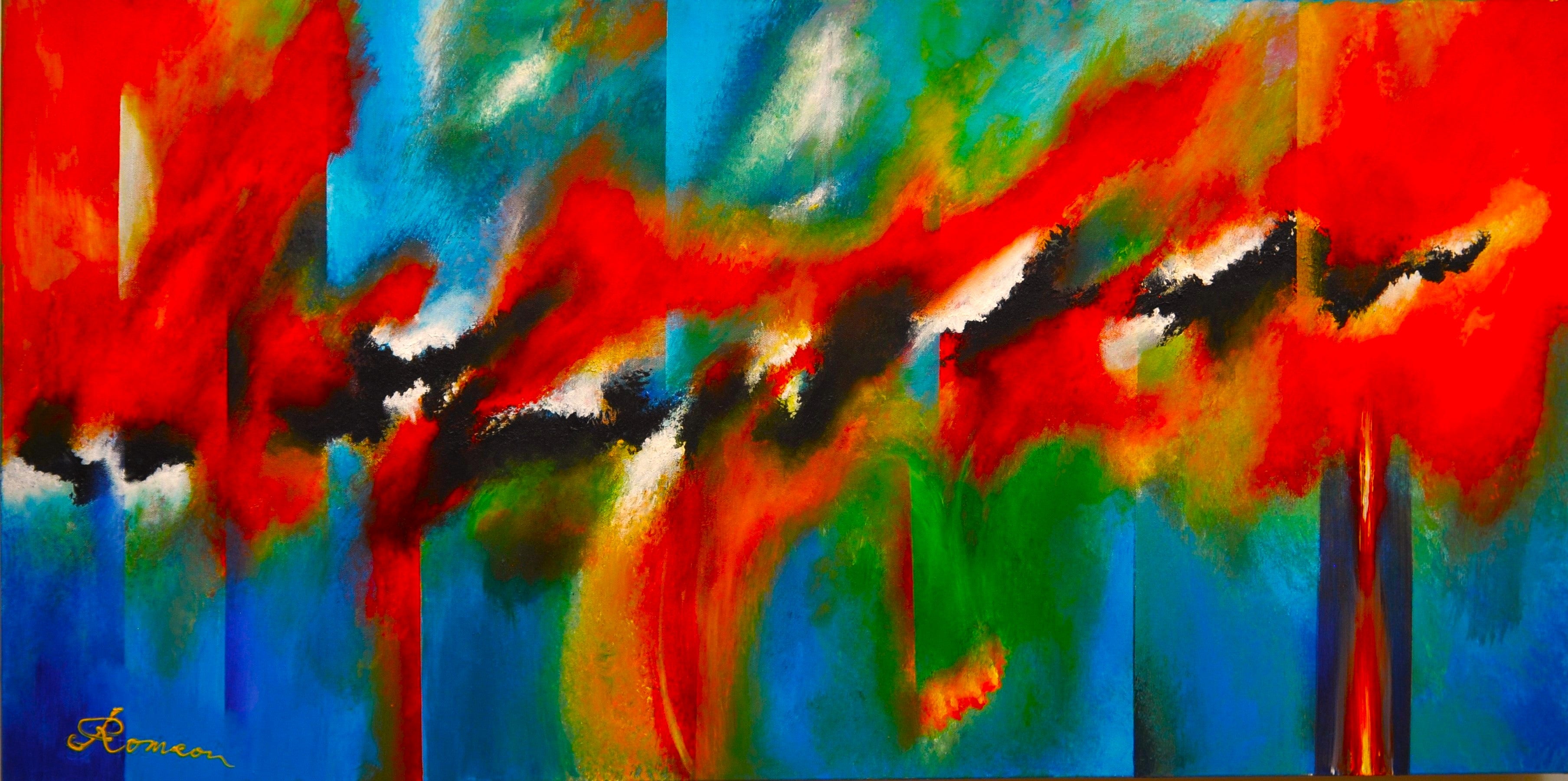 Diem red, Carpe Diem, Size of day ... Acrylic on canvas, 24x48 inch, SKU 1095