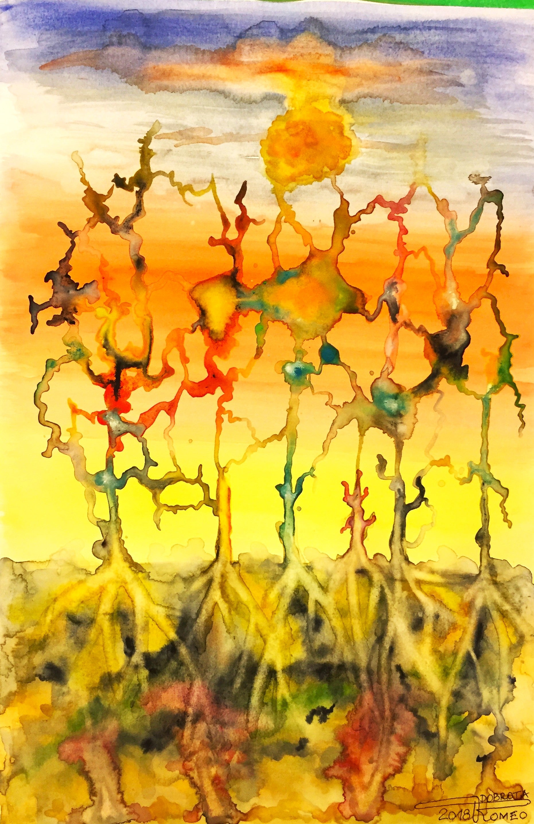 The six degrees of separation, 12x18 inch, watercolors on cold press paper SKU 4058