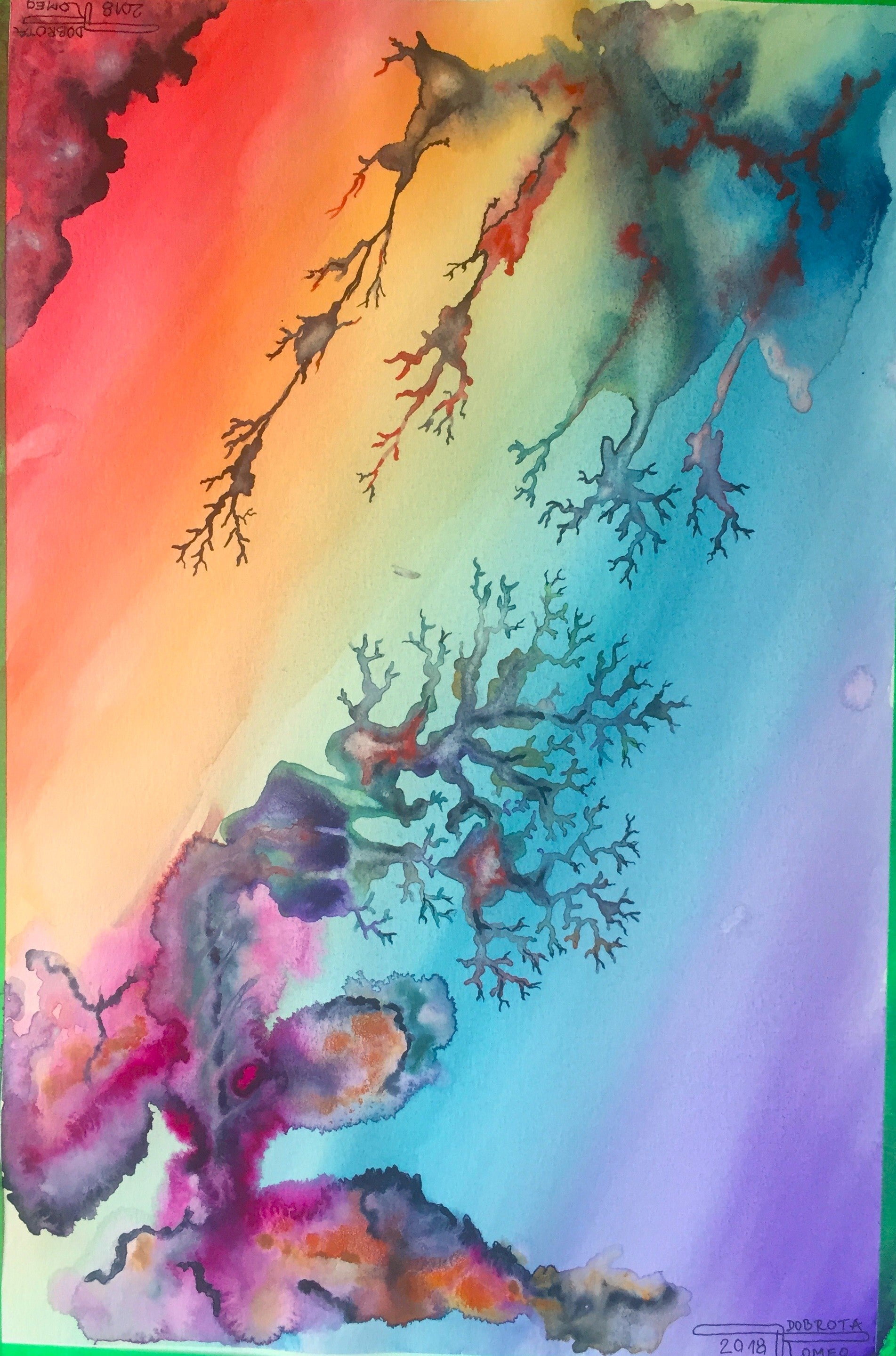 Connection with the Galaxy, 12x18 inch, water colors SKU 4066