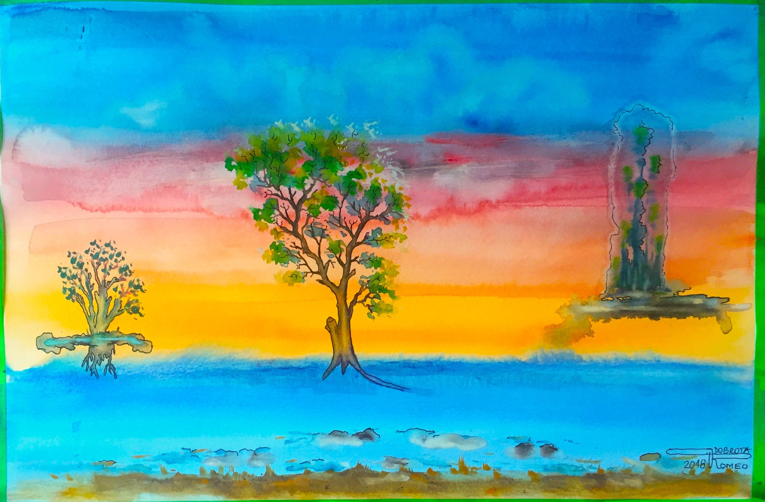 Loneliness 2, 12x18 inch, watercolors on cold press paper SKU 4067