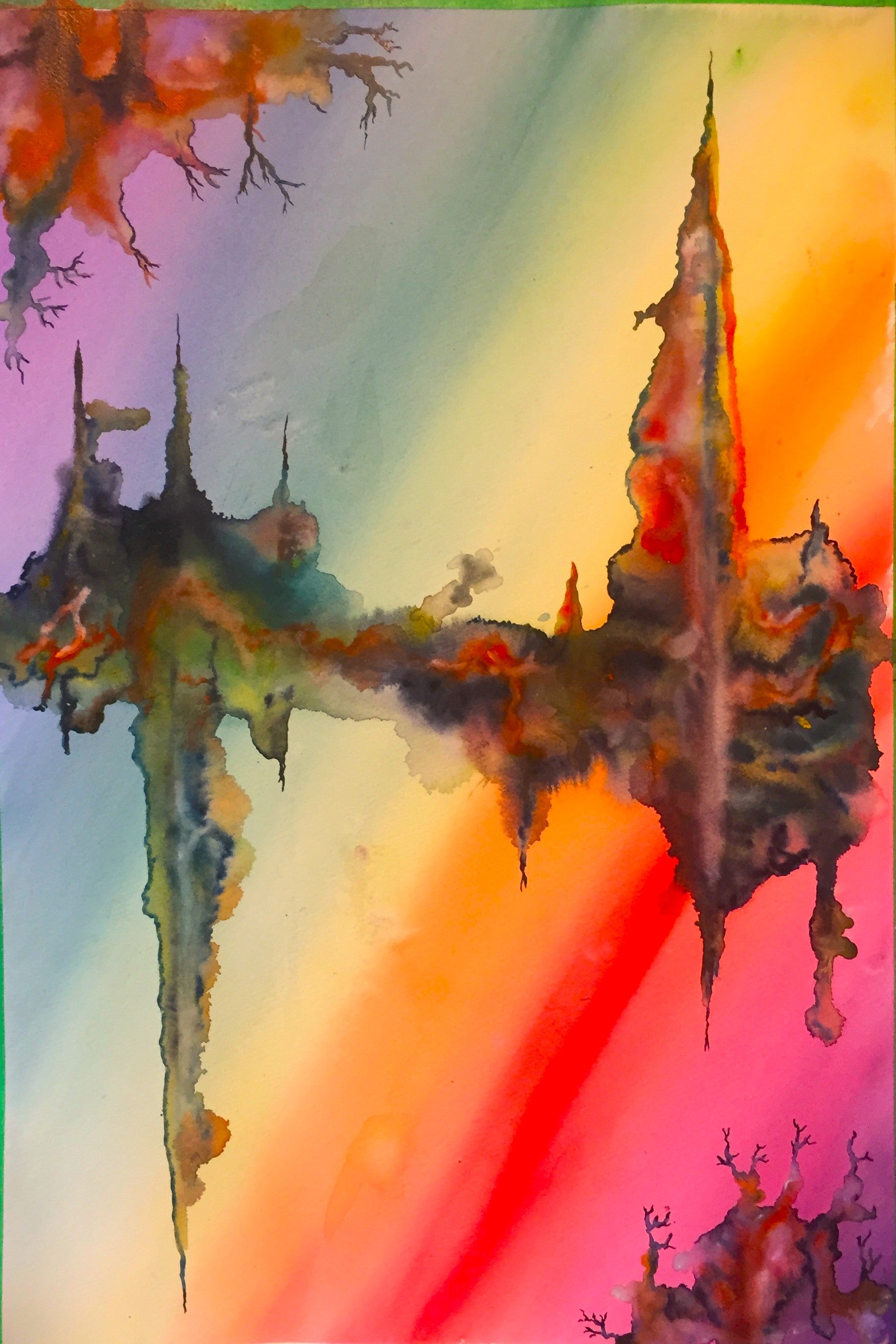Antisymmetric, 15x22, inch,Watercolors on Cold Press Paper SKU 4079
