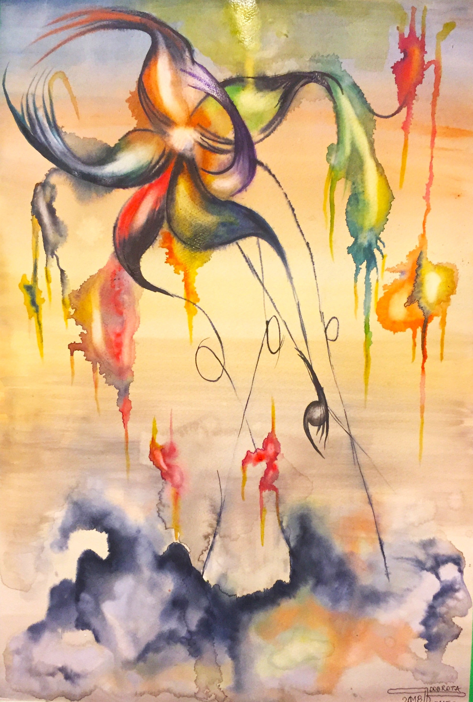 The Angel's Tears, Tears on the Sky, 15x22 inch, Watercolors on Cold Press Paper SKU 4080