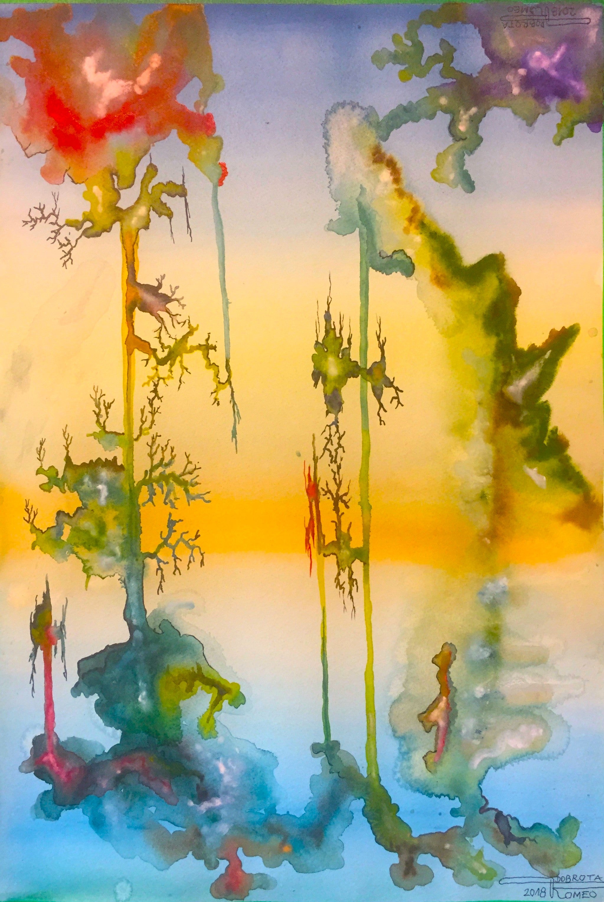 Flowers in Ether 1, 15x22, inch, watercolors on cold press paper, SKU 4081