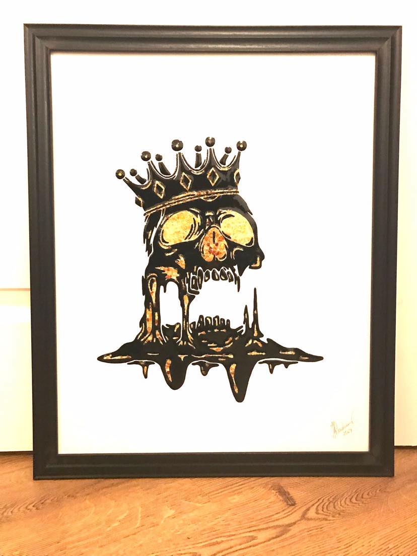MELTING SKULL Baltic Amber Art