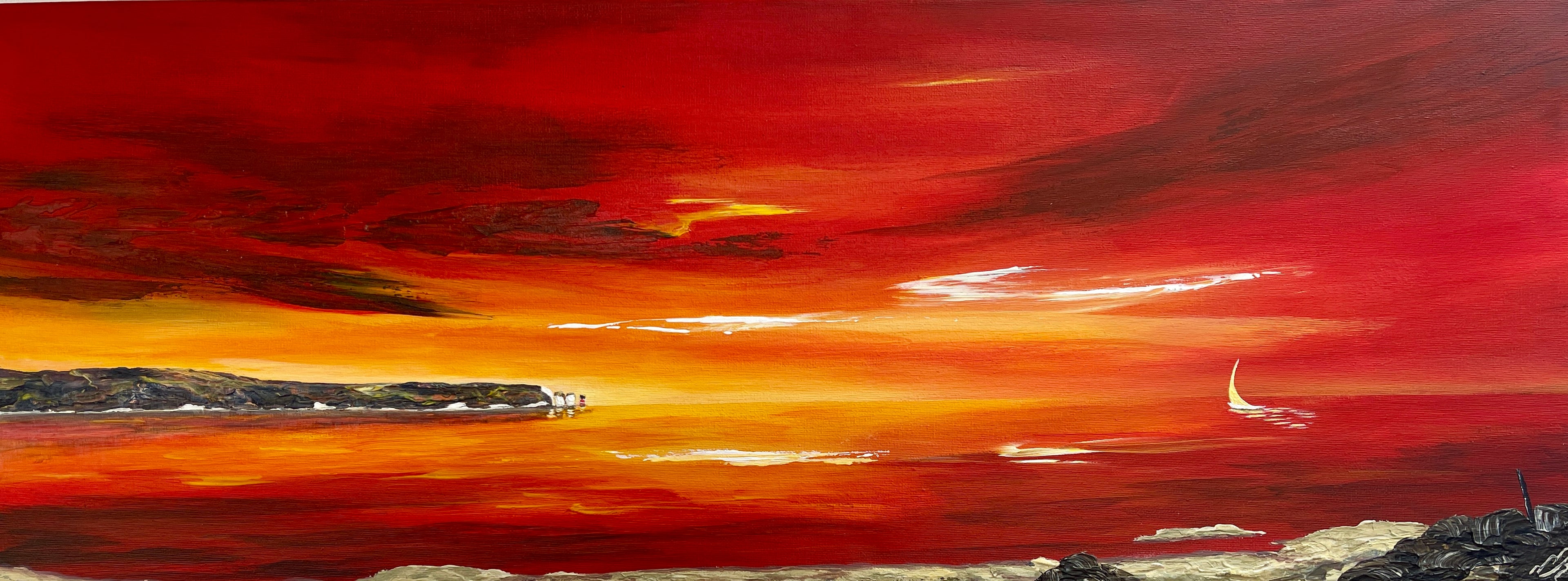 Solent Sunrise; The Needles from Barton on Sea
